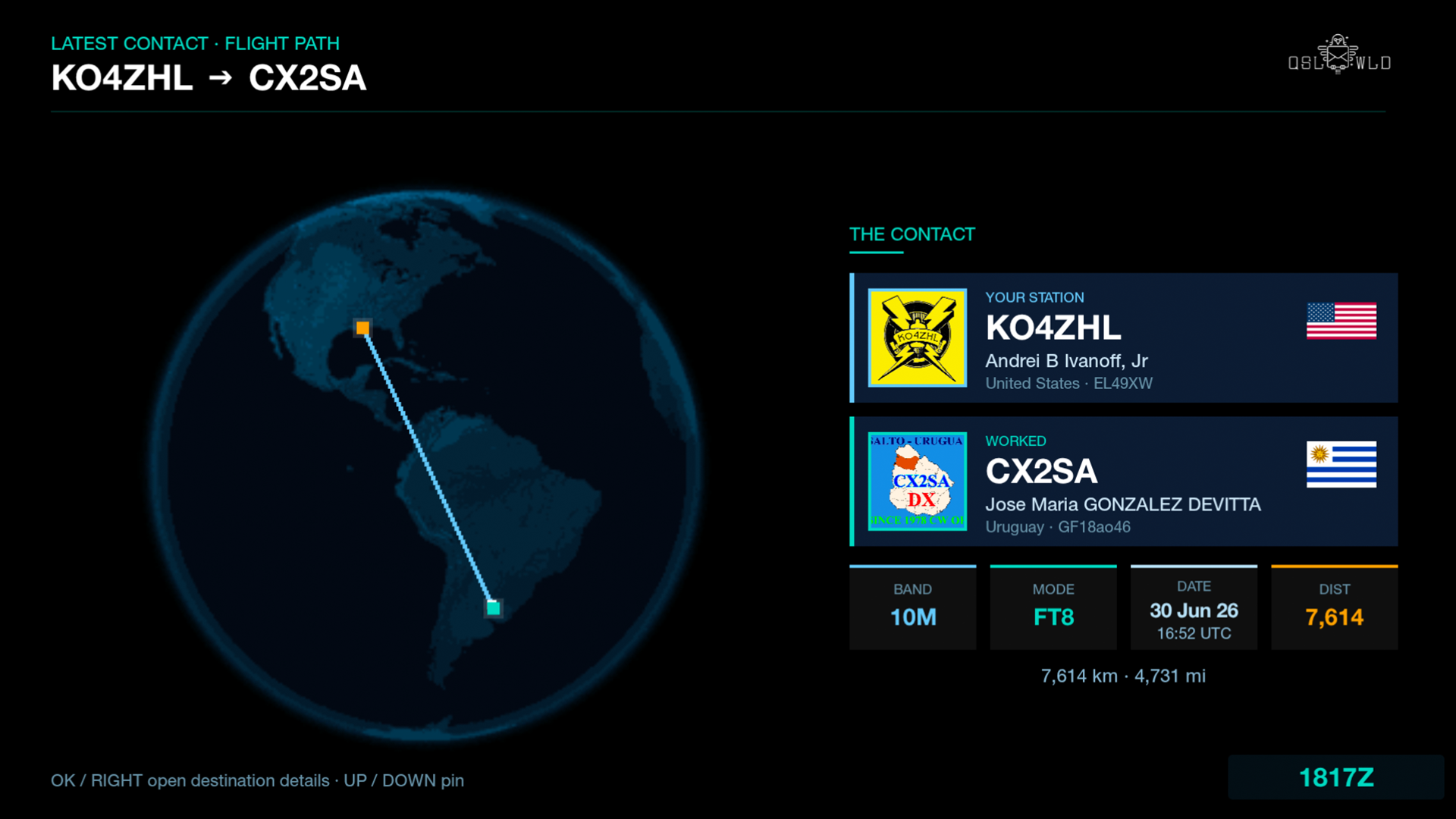 Latest contact flight path